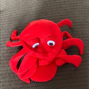 Red Crab Plush Hat with Googly Eyes
